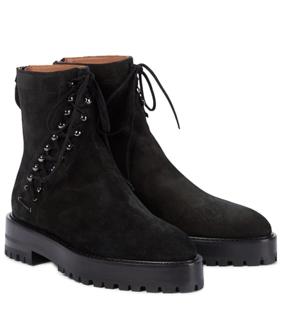 Alaïa Asym Suede Ankle Boots In Black