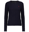 Polo Ralph Lauren Logo Cable-knit Sweater In Dark Blue