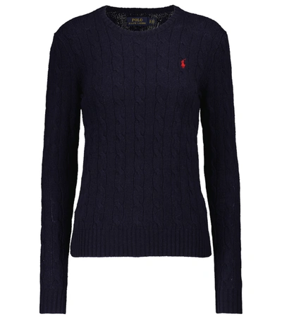Polo Ralph Lauren Logo Cable-knit Sweater In Navy