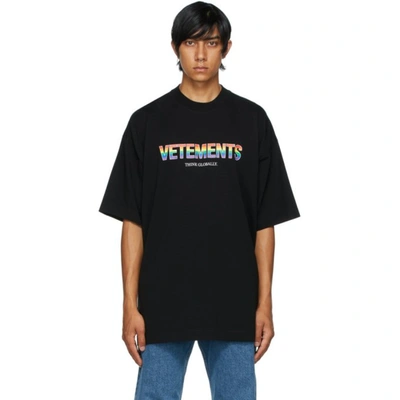 Vetements Think Globally-print Cotton-jersey T-shirt In Black