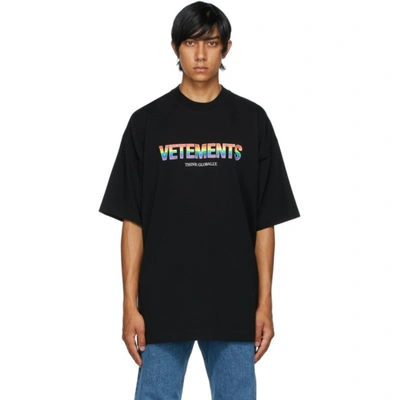 Vetements Think Globally-print Cotton-jersey T-shirt In Schwarz