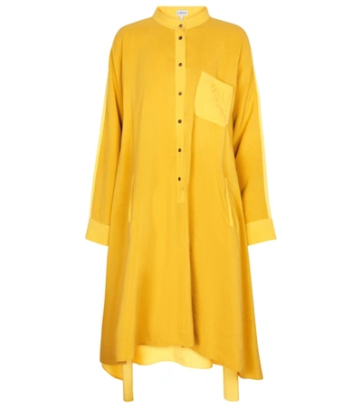 Loewe Anagram Tunic Dress In Linen And Silk In Yellow