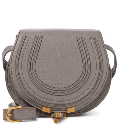Chloé Marcie Mini Leather Shoulder Bag In Grey