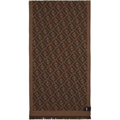 Fendi Brown Silk 'forever ' Scarf