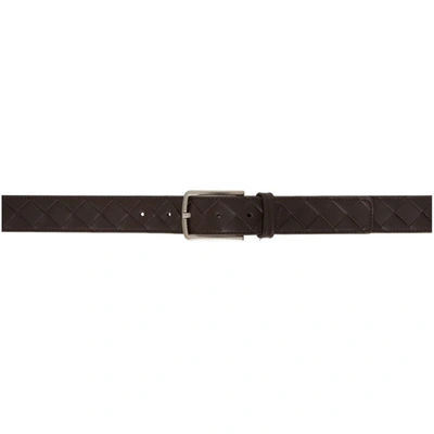 Bottega Veneta Intrecciato Leather Belt In 2145 Fondant Silver