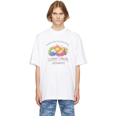 Vetements Cutest Of The Fruits-print Cotton-jersey T-shirt In White