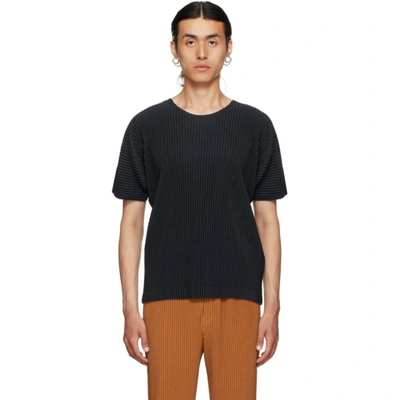 Issey Miyake Plissé Short-sleeve T-shirt In Navy