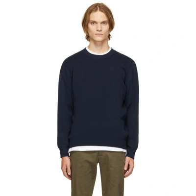 Norse Projects Navy Compact Cotton Raffo Sweater In Dark Navy