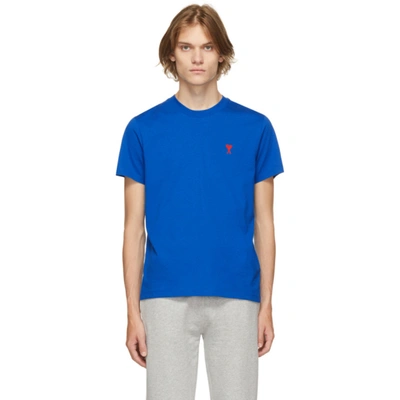 Ami Alexandre Mattiussi Oversized Logo-embroidered Cotton-jersey T-shirt In Blue