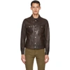 TOM FORD BROWN WORKED LEATHER WESTERN BLOUSON JACKET