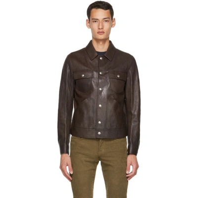 Tom Ford Brown Worked Leather Western Blouson Jacket