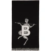 BURBERRY BLACK MYTHICAL ALPHABET 'TB' FOOTBALL SCARF