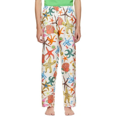 Versace White & Multicolor Silk 'trésor De La Mer' Pyjamas In White Multi