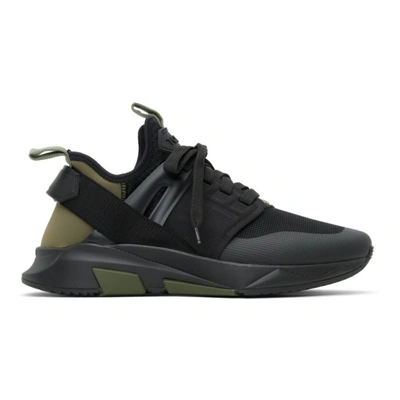 Tom Ford Panelled Suede-trim Mesh Trainers In Black