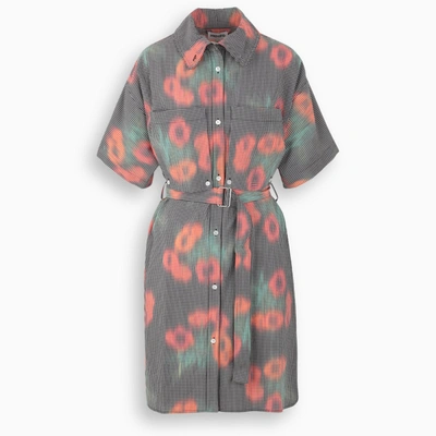Kenzo Belted Tunic Dress 'coquelicot' In Cherry