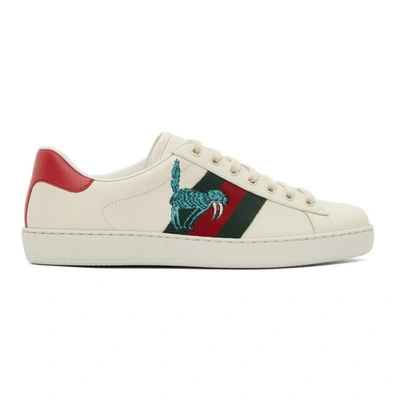 Gucci Freya Hartas New Ace Leather Sneakers In White