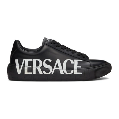 Versace Black Leather Low-top Sneakers  Wirth Logo-print