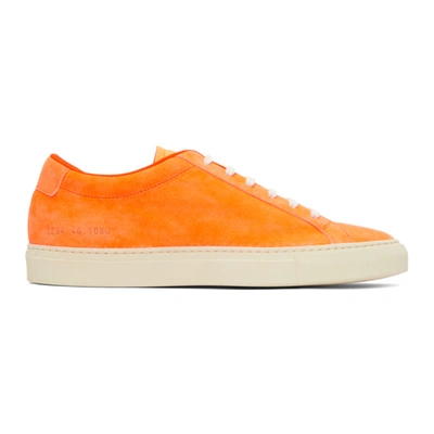 Common Projects Achille Fluo Sneakers In Orange Suede