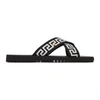 Versace Greca-motif Crossover-strap Sandals In Nero Bianco