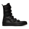 ANN DEMEULEMEESTER BLACK LEATHER VELCRO HIGH-TOP SNEAKERS