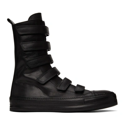 Ann Demeulemeester Roger Nappa Leather High Strap Sneakers In Black