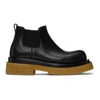 BOTTEGA VENETA BLACK & TAN CREPE SOLE LOW LUG CHELSEA BOOTS