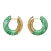 BOTTEGA VENETA GREEN & GOLD STRIPED AGATE EARRINGS