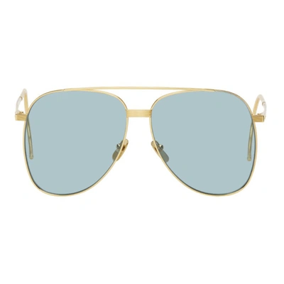 Gucci Gold Gg0953 Sunglasses In Gold/light Blue