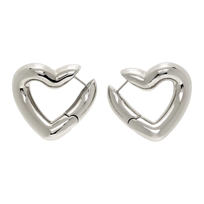 Balenciaga Shiny Silver-tone Loop Heart Earrings