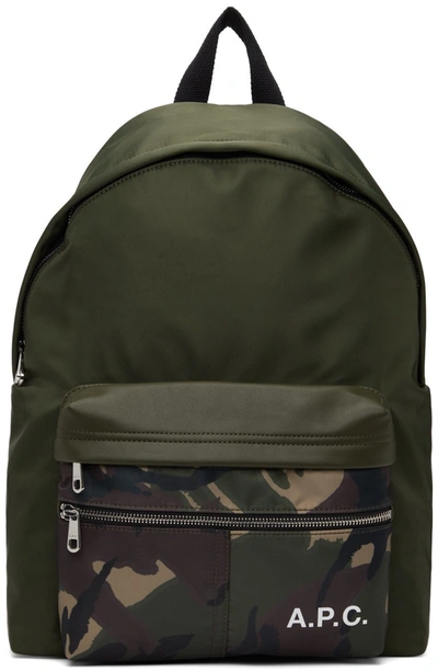 Apc A.p.c Camden Camouflage Backpack In Military Green