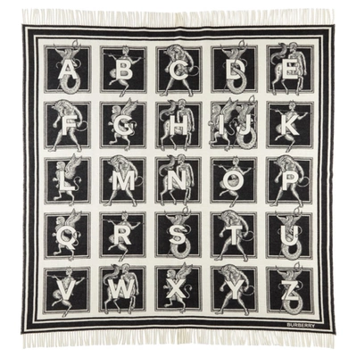 Burberry Black & White Mythical Alphabet Jacquard Blanket In Tbc