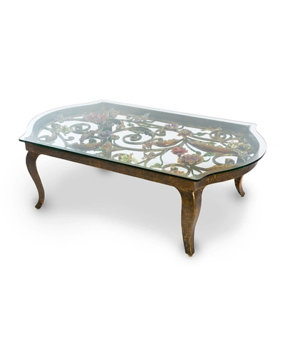 Jay Strongwater Floral & Scroll Coffee Table In Multi Colors