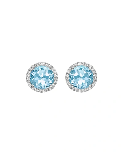 Kiki Mcdonough Grace 18k White Gold Blue Topaz Stud Earrings With Diamonds