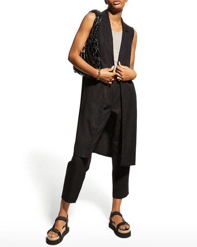 Eileen Fisher Garment-dyed Knee-length Vest In Black