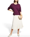 Eileen Fisher Organic Linen-cotton Crewneck Box Sweater In Blackberry