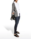 Eileen Fisher Organic Cotton Blend Open Front Hooded Cardigan In Ash