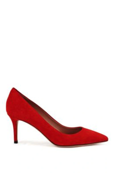 Hugo Boss Suede Court Shoes With 70mm Heel In Red