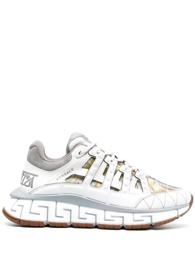 Versace Tgreca Sneakers In Mix Of Materials In White
