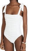 MINKPINK CONSTANCE RUCHED ONE PIECE SWIMSUIT WHITE,MINKP41327