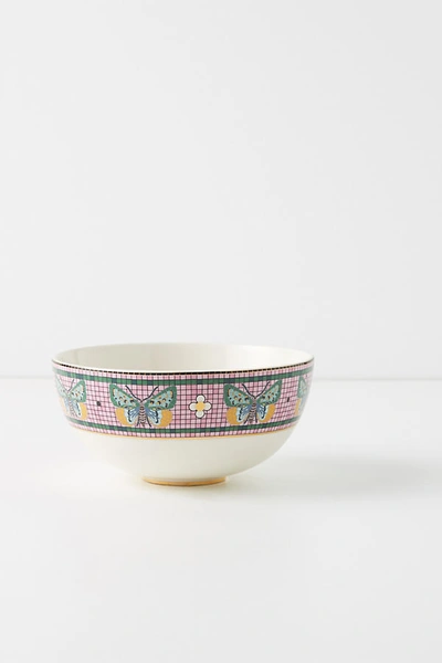 Anthropologie Garden Tile Bowl In Pink