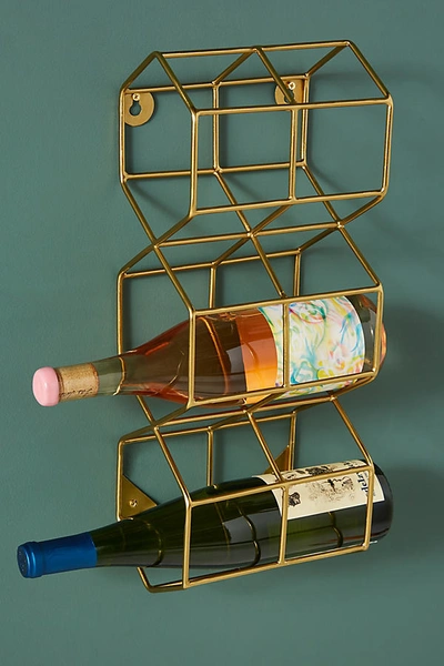 Anthropologie Thea Wall Mounted Wine Rack In Gold