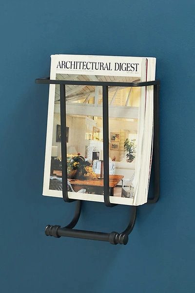 Anthropologie Magazine And Toilet Paper Holder In Black