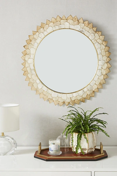 Anthropologie Penny Ombre Capiz Mirror In Gold