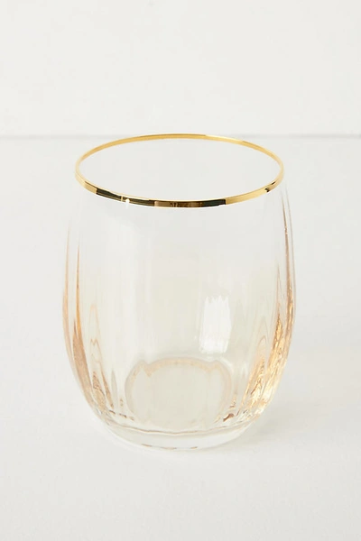Anthropologie Set Of 4 Waterfall Stemless Wine Glasses
