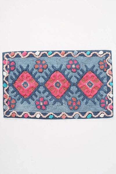 Anthropologie Hand-tufted Cemil Bath Mat In Blue