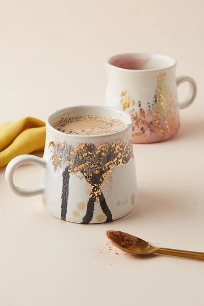 Anthropologie Gold Accent Mug In Blue