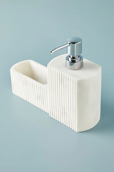 Anthropologie Casa Soap Dispenser And Sponge Holder In White