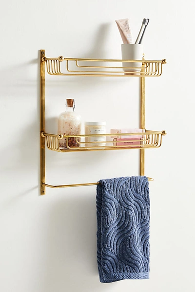 Anthropologie Maison Two-tier Bathroom Shelf In Brown