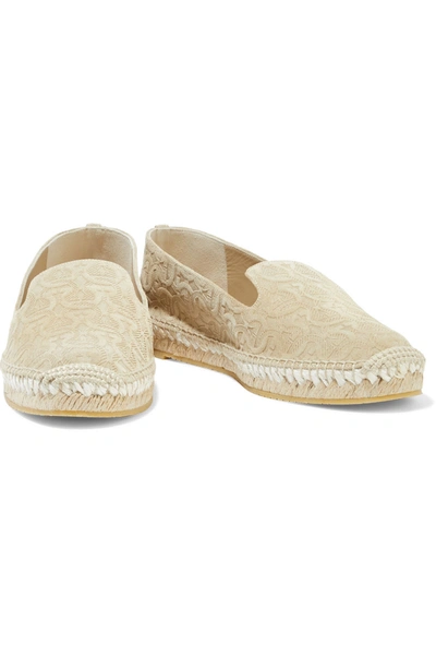 Ferragamo Sue Logo-embossed Suede Espadrilles In Ecru