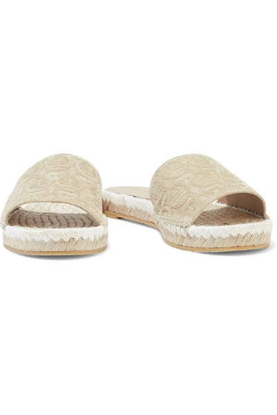 Ferragamo Gancini Logo-embossed Suede Espadrille Slides In Ecru